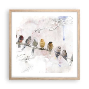 Poster în ramă de stejar deschis - Întâlnire înaripată - 50x50 cm