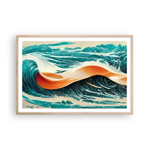 Poster în ramă de stejar deschis - Visul unui surfer - 91x61 cm