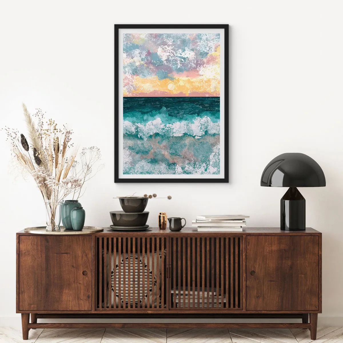 Poster în ramă neagră - Apă, lumină, aer - 61x91 cm