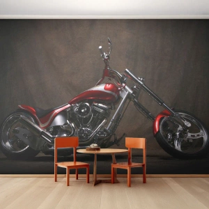 Tapet Premium Sand - Frumusețea în roșu și argintiu - Motocicletă, Chopper, Automobile - 200x140 cm