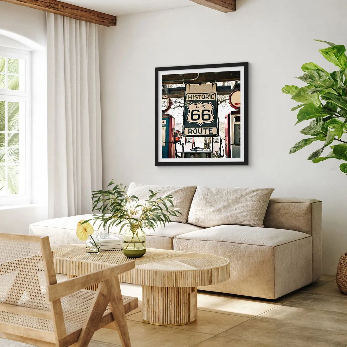 Poster în ramă neagră - O călătorie americană retro - 40x40 cm