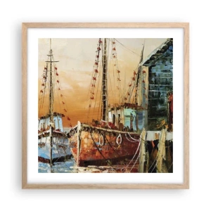 Poster în ramă de stejar deschis - Întoarcere pașnică - 50x50 cm