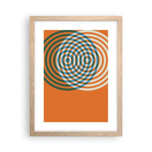 Poster în ramă de stejar deschis - Variație circulară abstractă - 30x40 cm