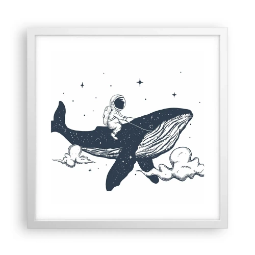 Poster în ramă albă - Aventura spațială - 40x40 cm