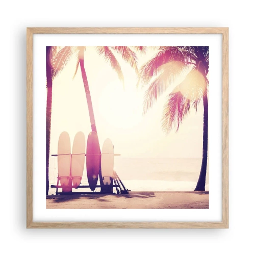 Poster în ramă de stejar deschis - Va fi o zi minunată - 50x50 cm