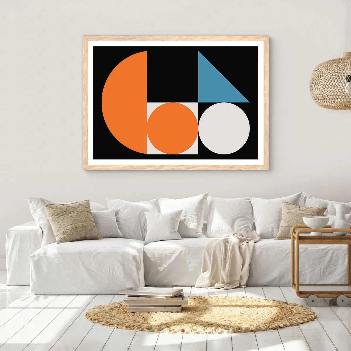 Poster în ramă de stejar deschis - Sistem de figuri - 100x70 cm