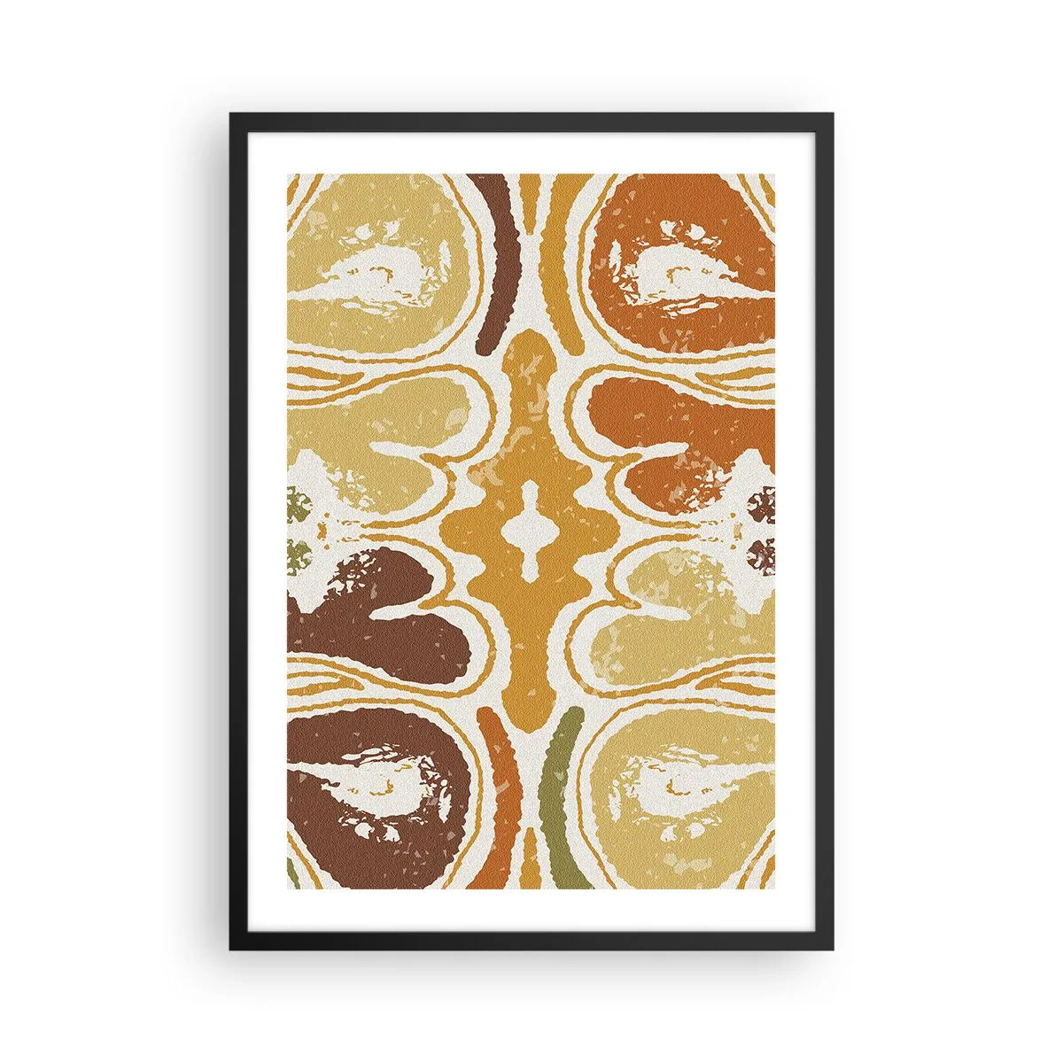 Poster în ramă neagră - Abstracție simetrică în tonuri calde de pământ - 50x70cm - Abstracție sentimentală - Decorațiune modernă pentru perete pentru living și dormitor ARTTOR