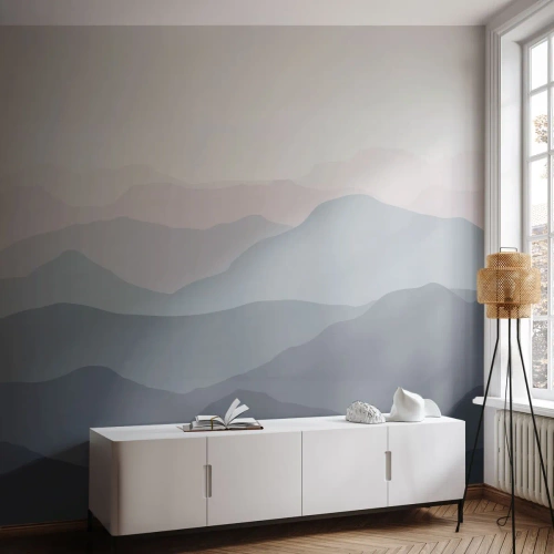 Tapet Premium Sand - Valuri de munți - Abstracția, Grafică, Munţi - 350x256 cm