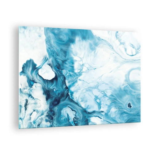 Tablou pe sticlă - Compoziție abstractă în nuanțe de albastru și alb - 70x50cm - Concert de nuanțe de albastru - Decorațiune modernă pentru perete pentru living și dormitor ARTTOR