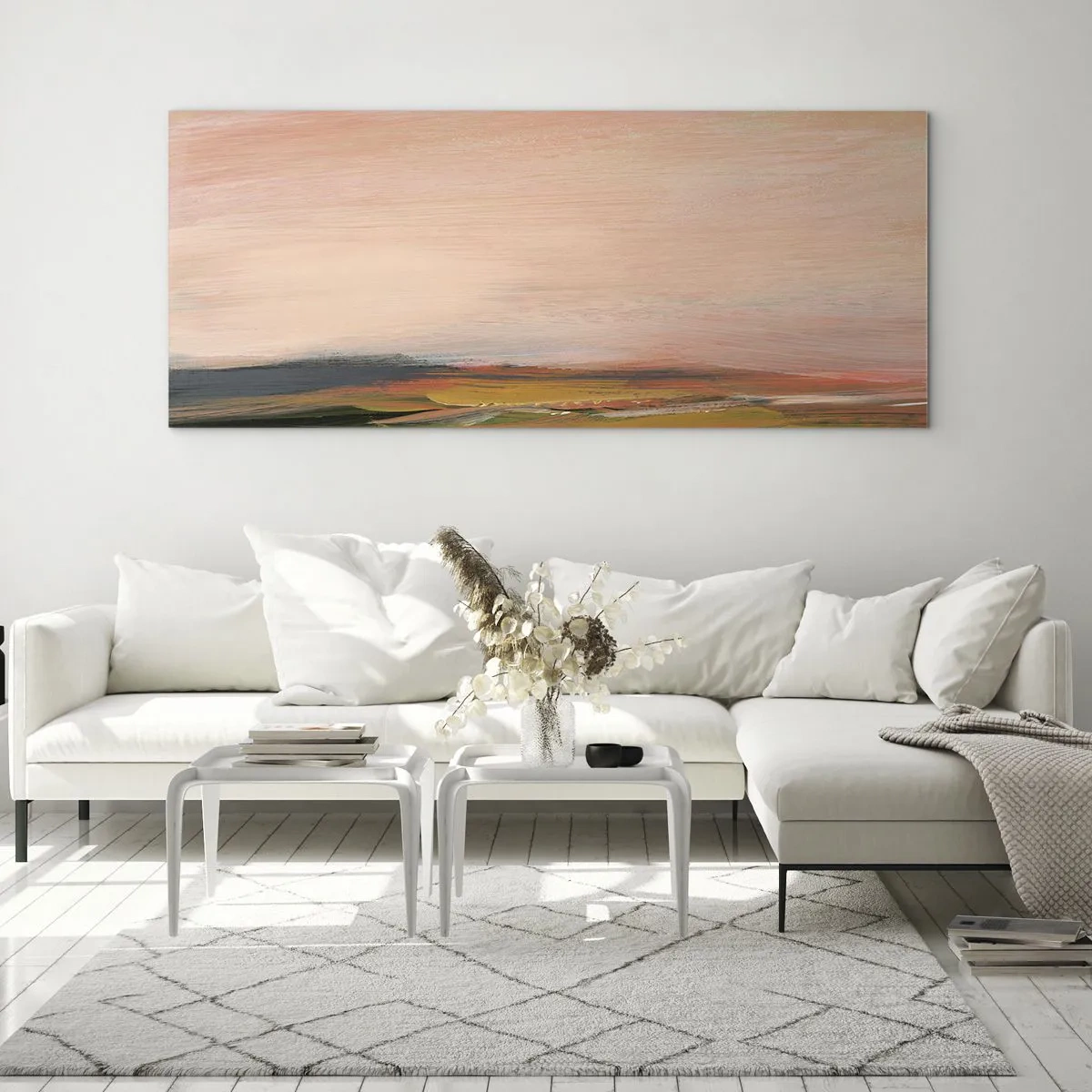 Tablou pe sticlă - Tonalitatea de roz - 100x40 cm