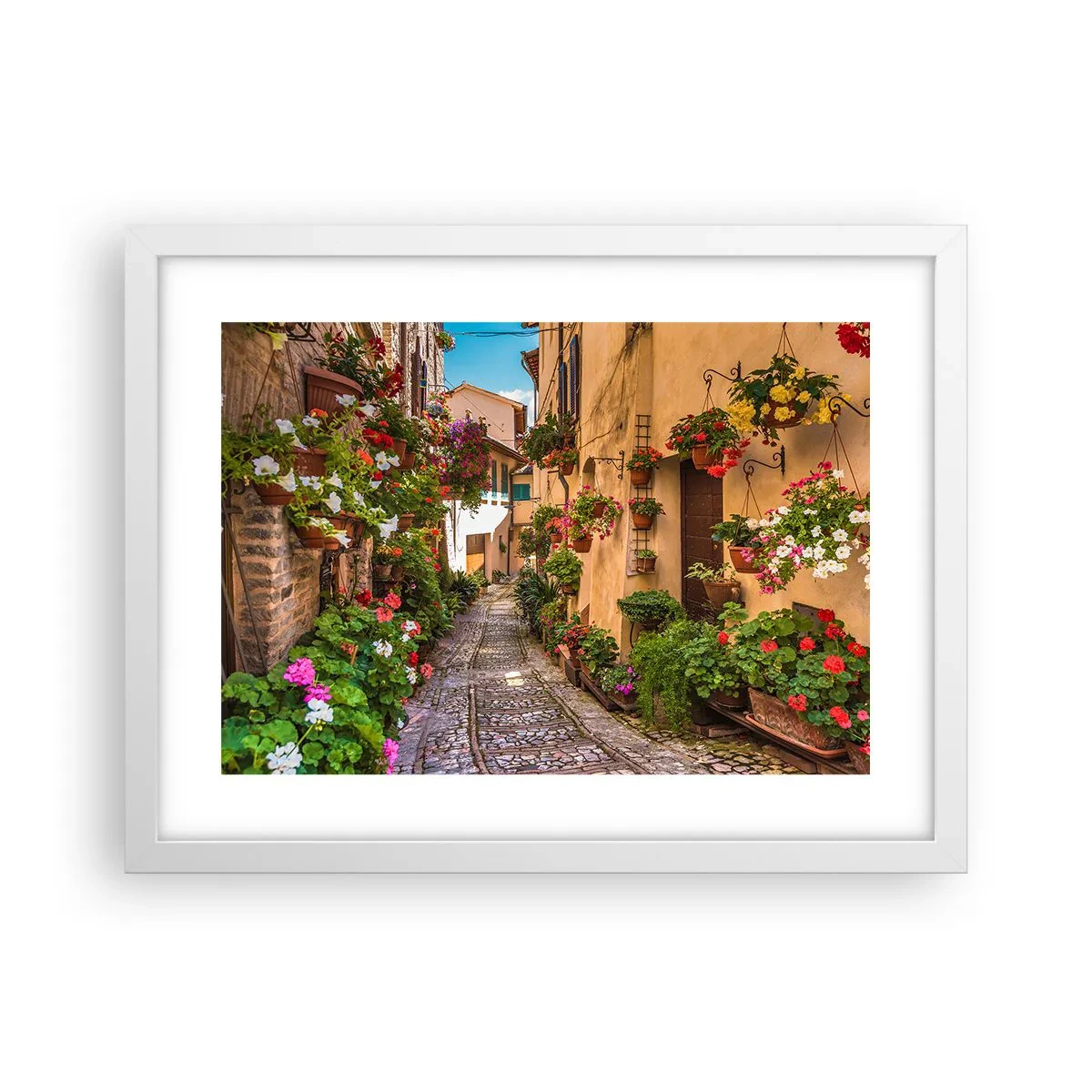 Poster în ramă albă - Străduță italiană - 40x30 cm