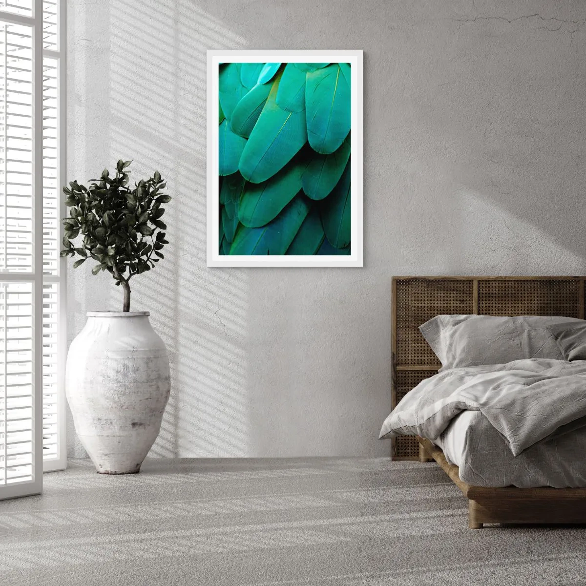 Poster în ramă albă - Precizia naturii papagalicești - 40x50 cm