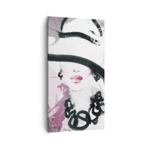 Tablou pe pânză - Studiu unei dame în negru și roz - 55x100 cm