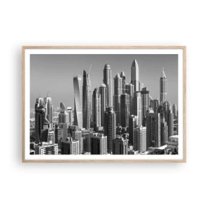 Poster în ramă de stejar deschis - Orașul de deasupra deșertului - 100x70 cm