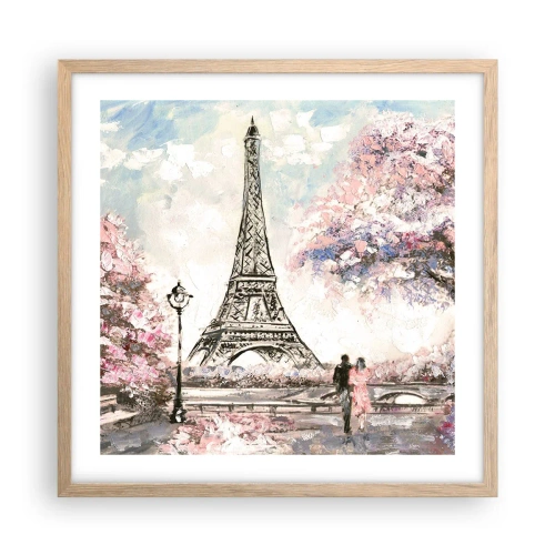 Poster în ramă de stejar deschis - Plimbare în aprilie la Paris - 50x50 cm