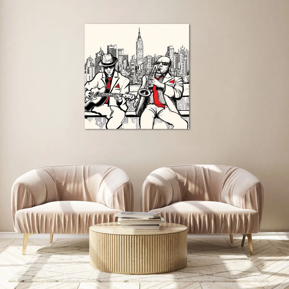 Tablou pe sticlă - Improvizație la New York - 70x70 cm