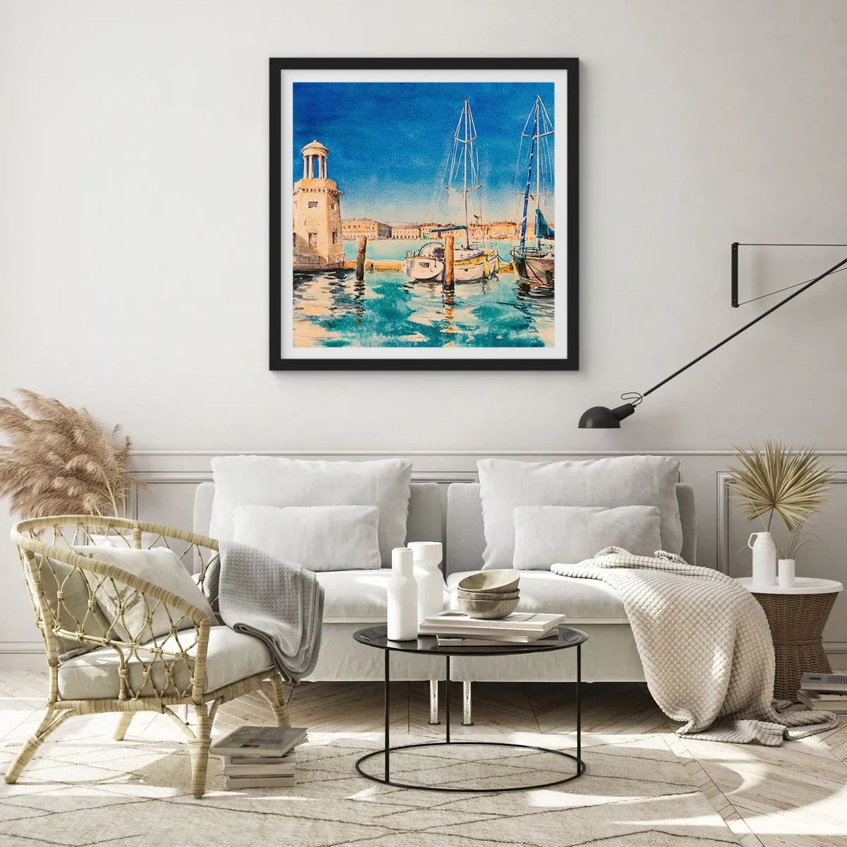 Poster în ramă neagră - Laguna însorită - 30x30 cm