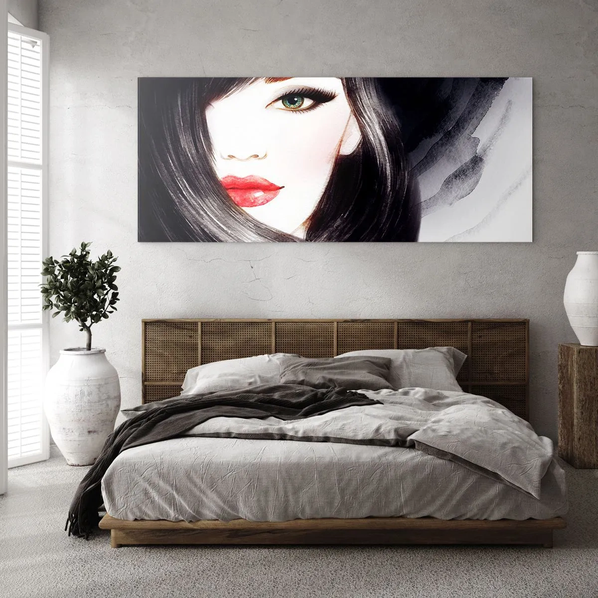 Tablou pe sticlă - Privirea de safir - 100x40 cm