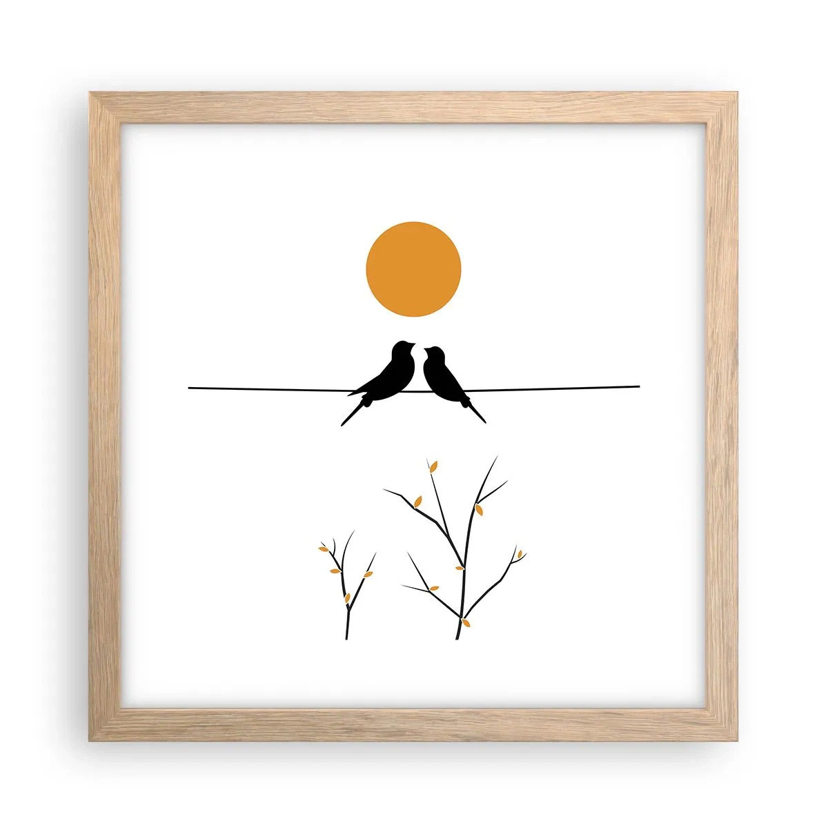 Poster în ramă de stejar deschis - Seară cu privighetori - 30x30 cm