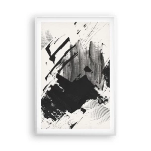 Poster în ramă albă - Abstracție - expresie de negru - 61x91 cm