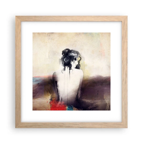 Poster în ramă de stejar deschis - Linii moi, forme ovale - 30x30 cm