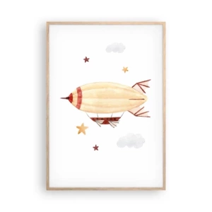 Poster în ramă de stejar deschis - Aeronava - 70x100 cm