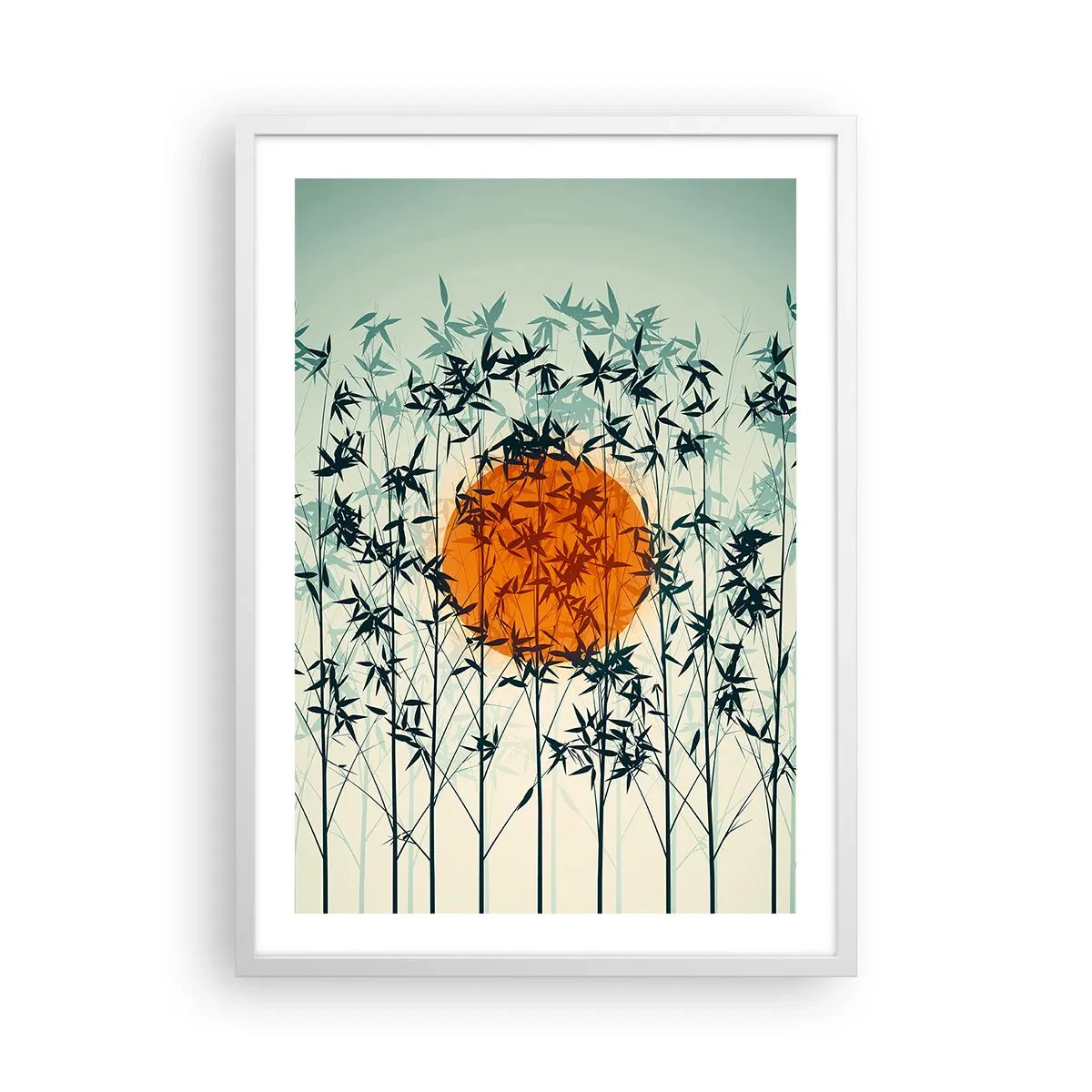 Poster în ramă albă - Soarele japonez - 50x70 cm