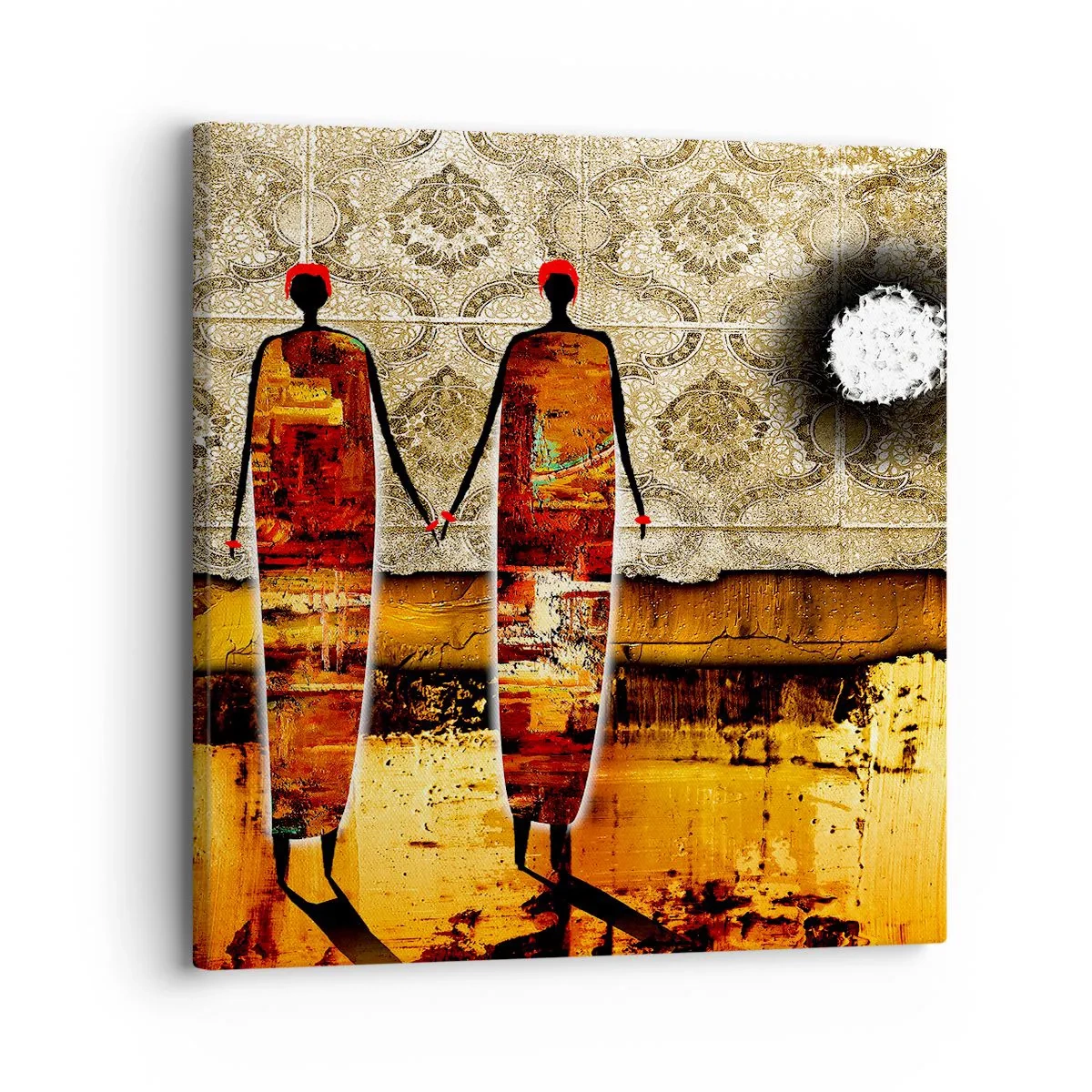Tablou pe pânză - Compoziție etnică în culorile Africii - 30x30 cm