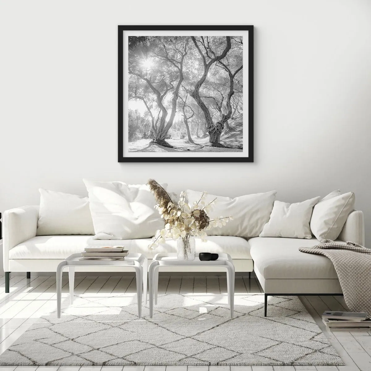 Poster în ramă neagră - Într-o livadă de măslini - 30x30 cm