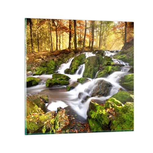 Tablou pe sticlă - Repede prin pădure de toamnă - 40x40 cm