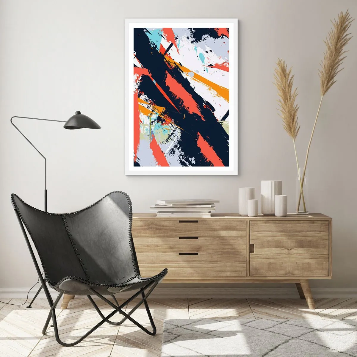 Poster în ramă albă - Compoziție dinamică - 70x100 cm