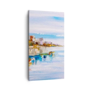 Tablou pe pânză - Port urban multicolor - 45x80 cm