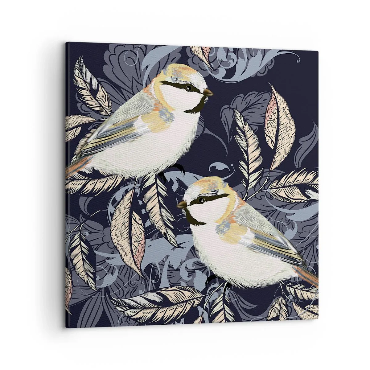 Tablou pe pânză - Ciripirile galben-albastru - 50x50 cm