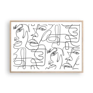 Poster în ramă de stejar deschis - Într-o încurcătură de emoții - 100x70 cm