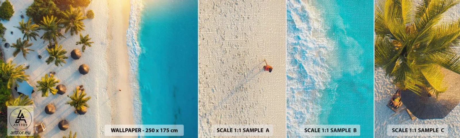 Mostră tapet Premium Canvas - Bun venit în paradis - plajă, palmieri, Exotism - 100x30 cm