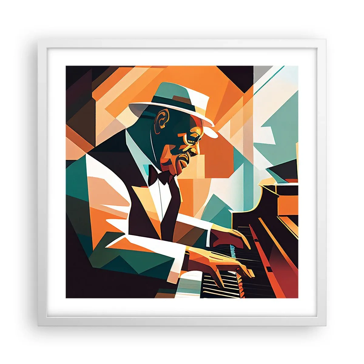 Poster în ramă albă - Numai jazz - 50x50 cm