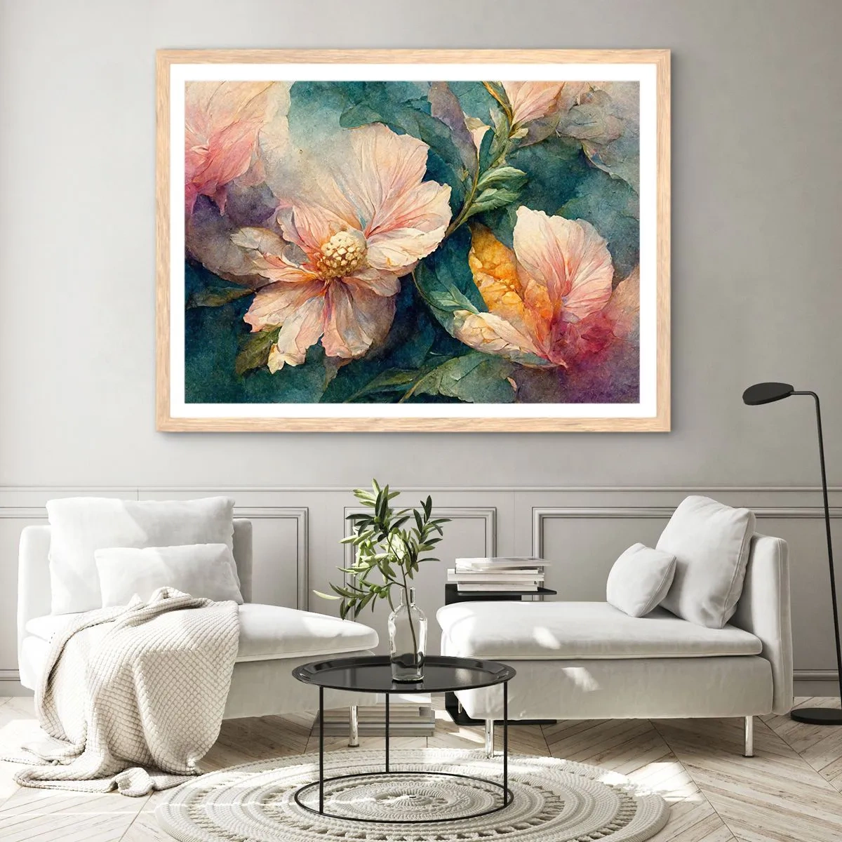 Poster în ramă de stejar deschis - Subtilitate pură - 70x50 cm