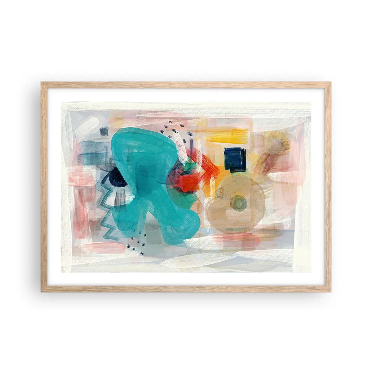 Poster în ramă de stejar deschis - Joc plin de culoare - 70x50 cm