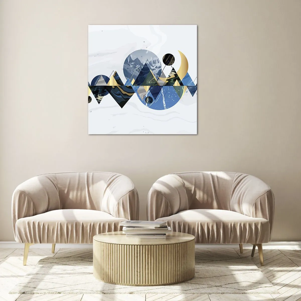 Tablou pe sticlă - Peisaj geometric - 50x50 cm