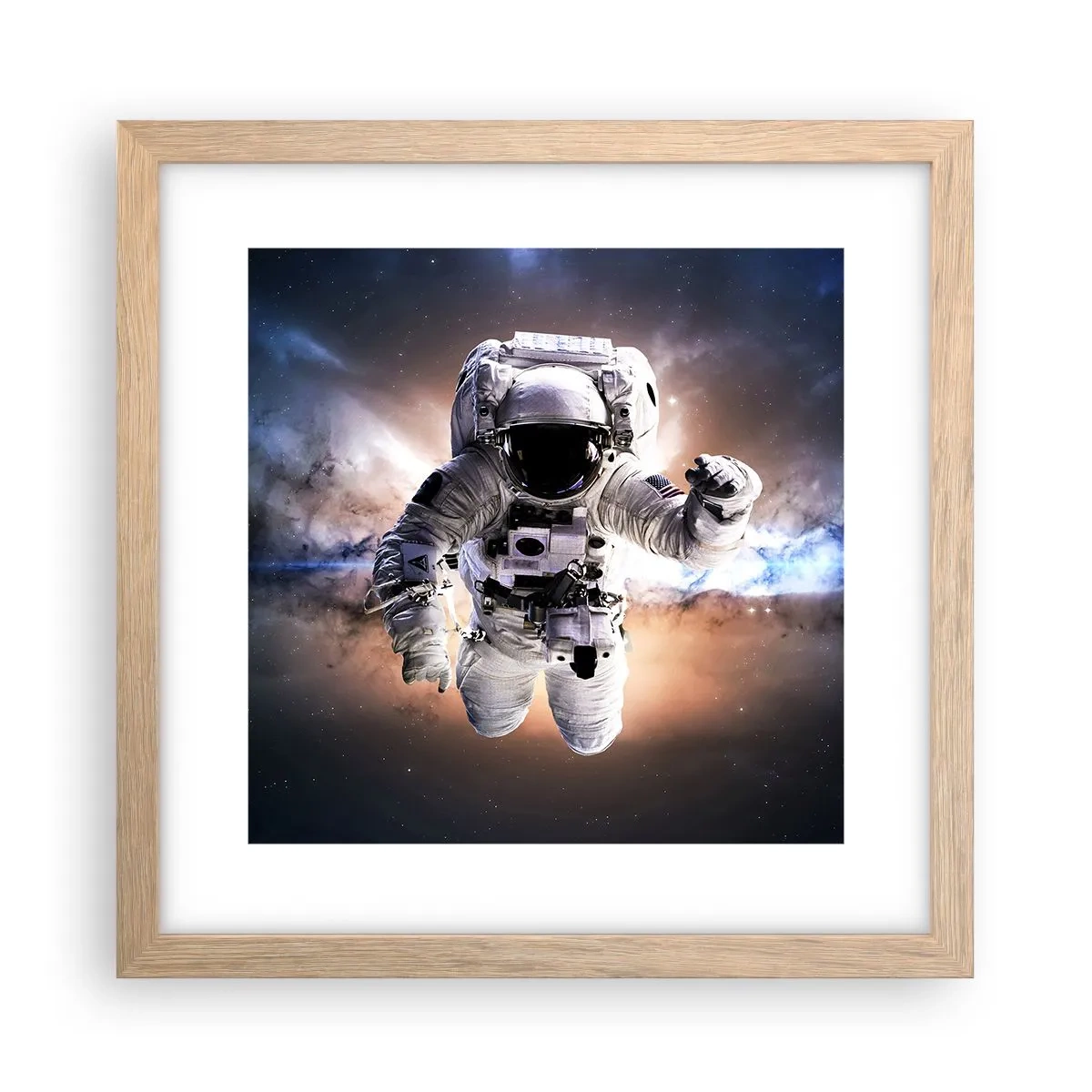 Poster în ramă de stejar deschis - Salutări din spațiul cosmic - 30x30 cm