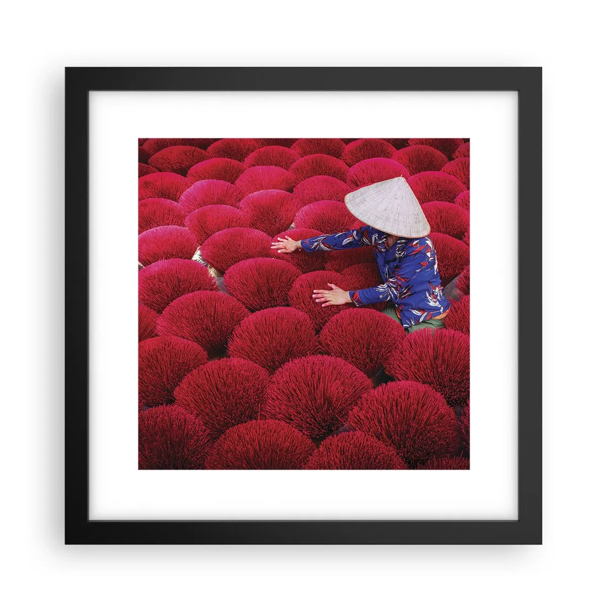 Poster în ramă neagră - Într-un câmp de orez - 30x30 cm