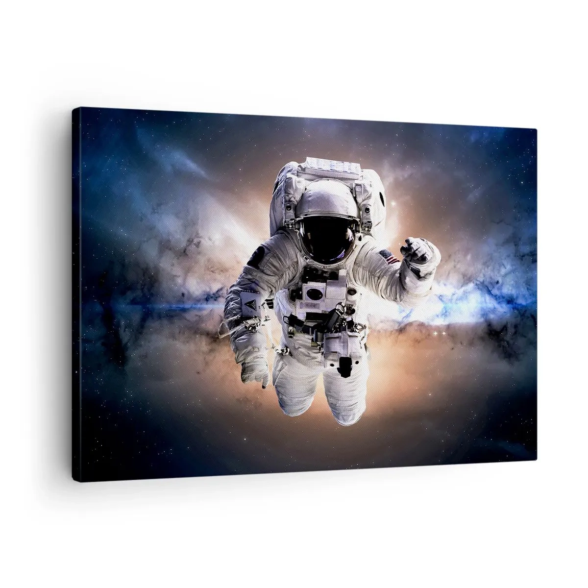 Tablou pe pânză Canvas - Astronautul în spațiu - 70x50cm - Salutări din spațiul cosmic - Decorațiune modernă pentru perete pentru living și dormitor ARTTOR