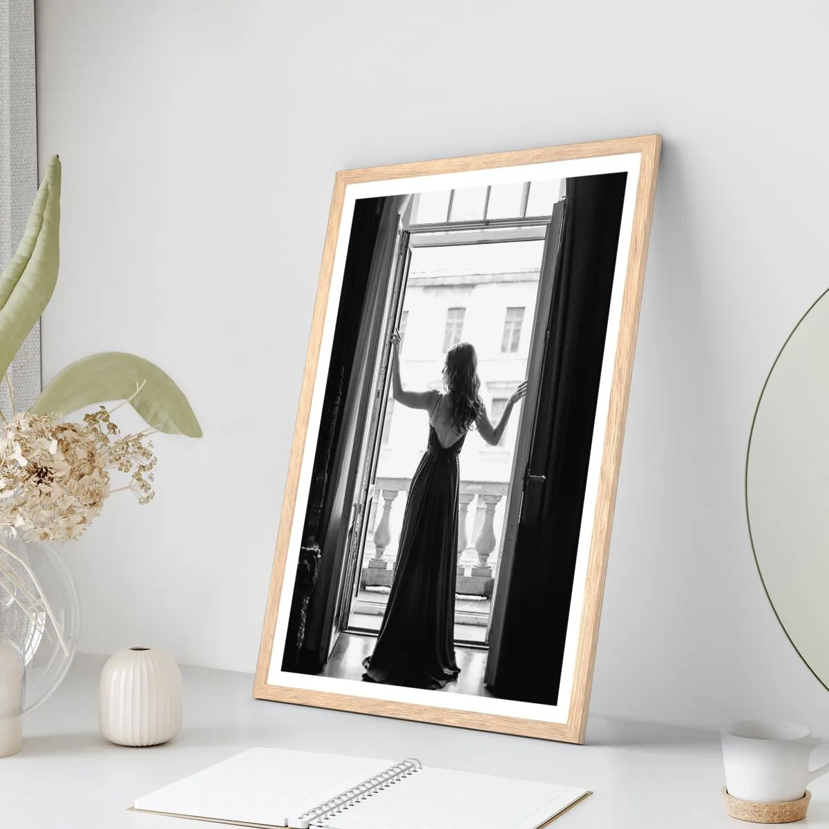 Poster în ramă de stejar deschis - Splendoare alb-negru - 70x100 cm