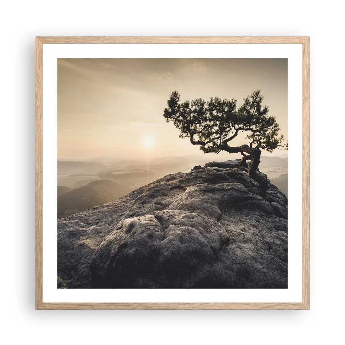 Poster în ramă de stejar deschis - Viața învinge întotdeauna - 60x60 cm