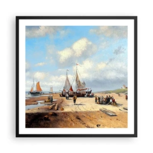 Poster în ramă neagră - Pescuit de succes - 60x60 cm