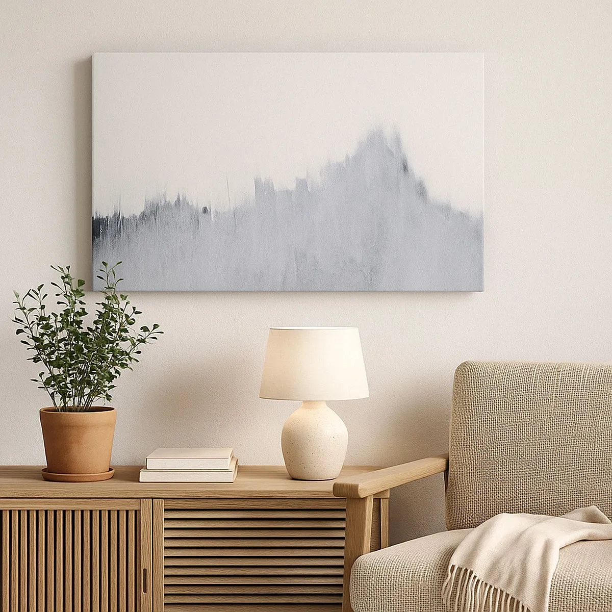 Tablou pe pânză Canvas - Compoziție gri abstractă într-un stil minimalist - 70x50cm - Înregistrare secretă - Decorațiune modernă pentru perete pentru living și dormitor ARTTOR