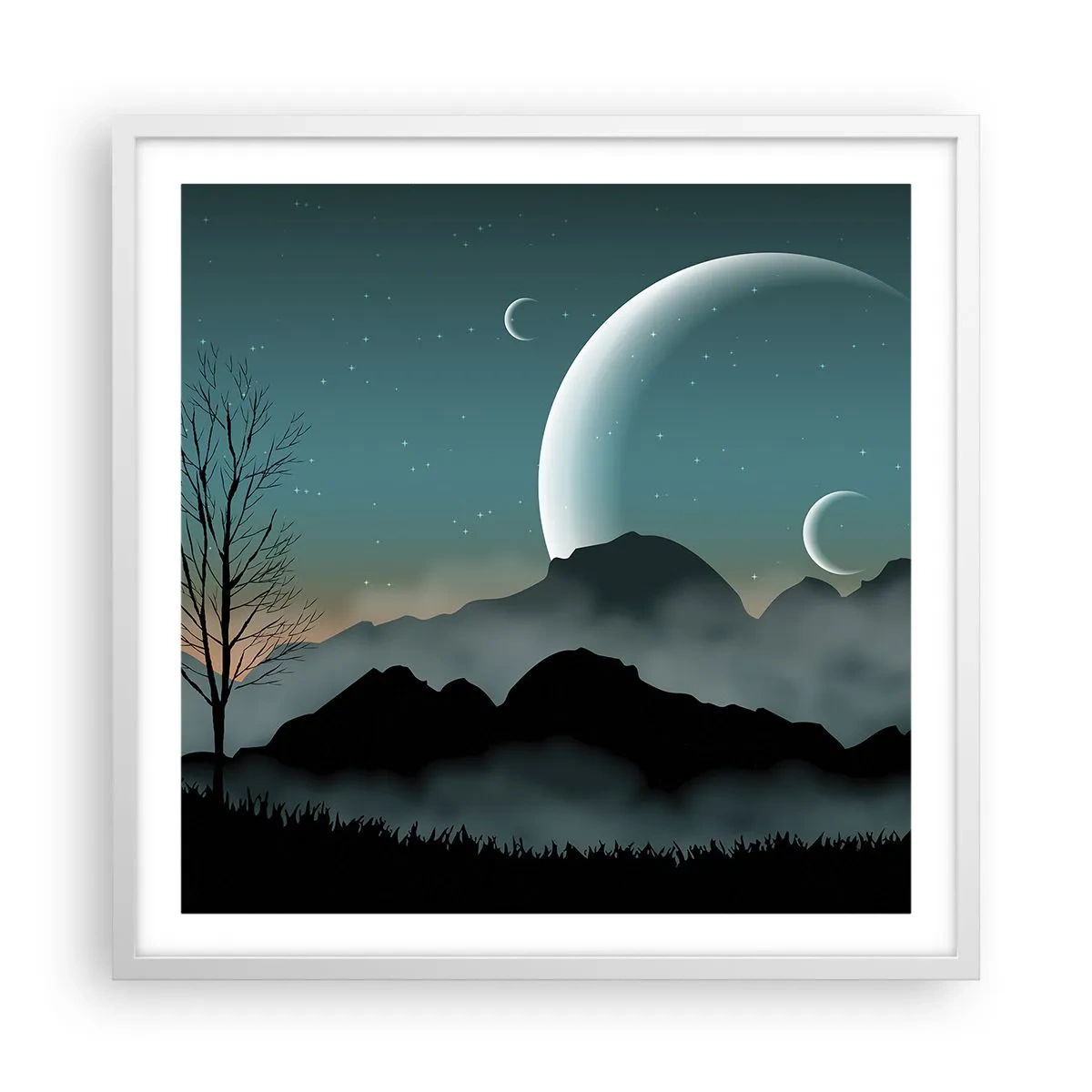 Poster în ramă albă - Carnavalul unei nopți înstelate - 60x60 cm
