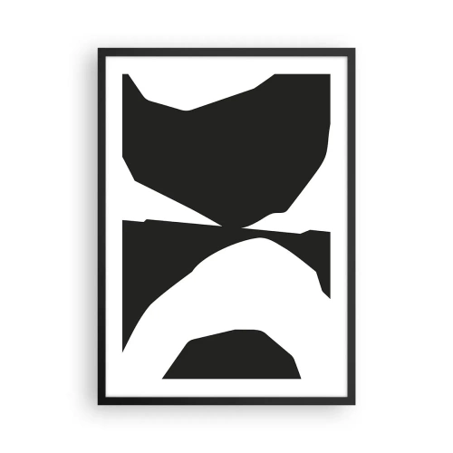 Poster în ramă neagră - Compoziție abstractă alb-negru - 50x70cm - Pozitiv -negativ - Decorațiune modernă pentru perete pentru living și dormitor ARTTOR