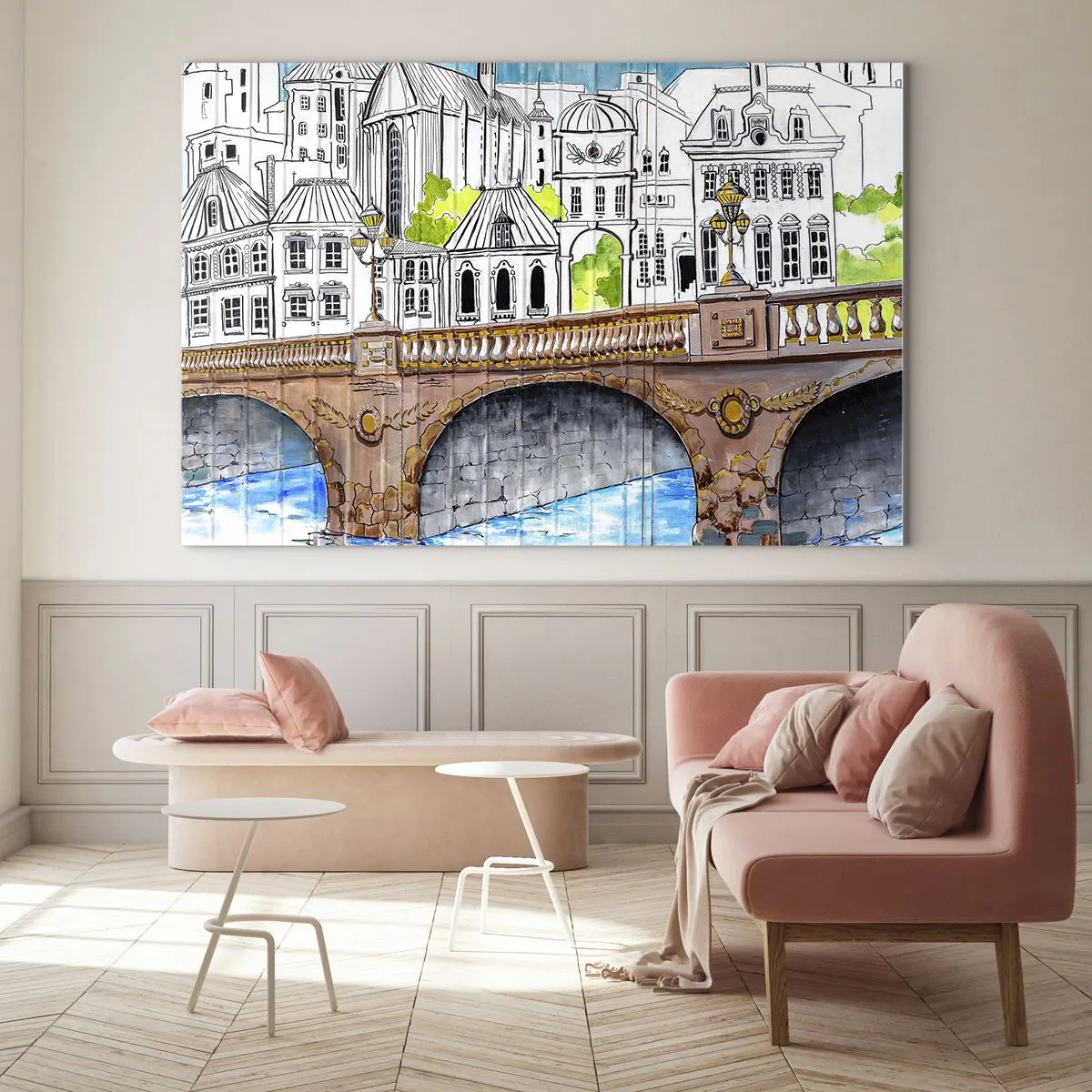 Tablou pe sticlă - Orașul frumos ca o pictură - 100x70 cm