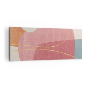 Tablou pe pânză - Compoziție pastel cu fir de aur - 100x40 cm